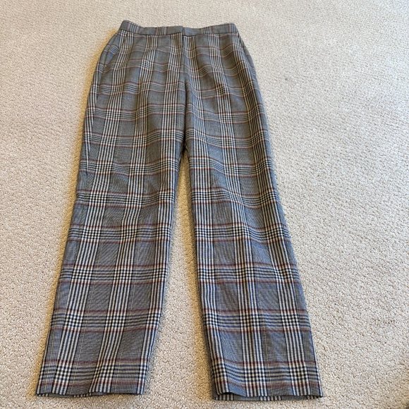 Sandro Pants Stainy Plaid Check Tapered Ankle Crop Neutral Work Modern Sz 34 XS - Picture 3 of 14